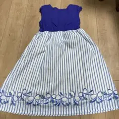 KP フローラル柄付きストライプワンピース 150