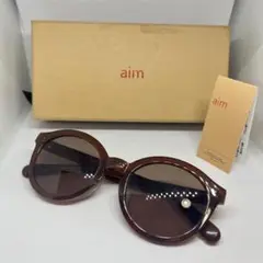 aim SLOBE IENA別注ブラウン ラウンドサングラス ケース付き