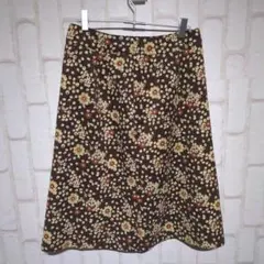 良品★GIO SPORT スカート ミディ丈 花柄 日本製 ブラウン XL