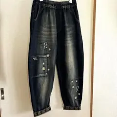 JE CROIS SOI 刺繍デニム　ウエストゴムMサイズ