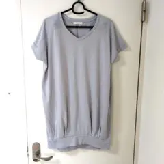 Shelney ライトパープル Vネック 半袖チュニック