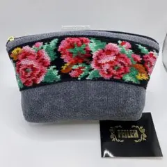 2320 FEILER フェイラー　ポーチ　花柄　グレー　小物入れ　雑貨