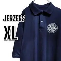 【643】JERZEES ジャージーズXL ネイビー USA古着 ポロシャツ