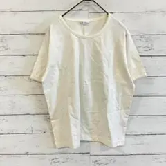 白色 シンプルデザイン 半袖 Tシャツ レディース Mサイズ レーストリム付き