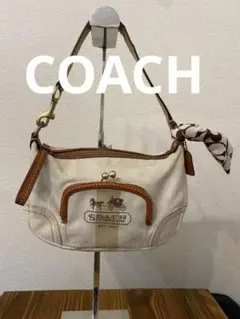 【COACH コーチ】ワンショルダーバッグ がま口 キャンバス リボン