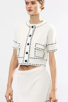 新品タグ付き zara ステッチニットジャケット