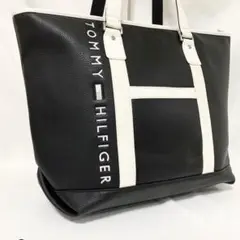 美品✨トミーヒルフィガー ロゴ 大容量 A4 肩掛け トートバッグ Hロゴ