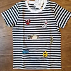 グラニフ ストライプ柄刺繍 Tシャツ 新品 120センチ