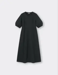 ランタンスリーブワンピース(5分袖) ブラック エスコートサイズ