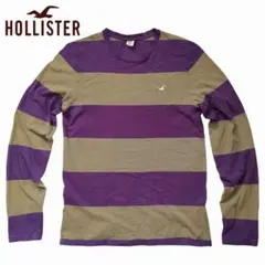 【Hollister】ワンポイント刺繍ボーダーロンT