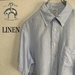 ブルックスブラザーズ　Irish linen 半袖　ブルー　BD シャツ