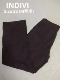 INDIVI インディヴィ リネン混 ストレートパンツ イージー ブラック