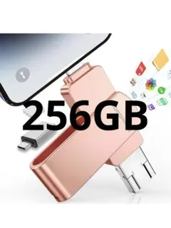 256GB USBメモリ [アプリ不要 アルバム直接保存！]４in1 ピンク