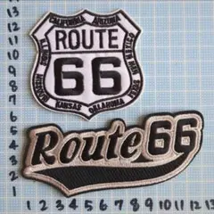 2枚set★ 英字 route66 アメリカン アイロンワッペン