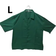緑色ボタン付き半袖シャツ Lサイズ メンズ