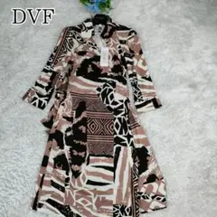 未使用タグ付✨DVF ラップワンピース ひざ丈 幾何学柄 シルク100% 2 M