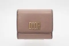 Christian Dior 三つ折り財布 ロゴ コンパクトウォレット レザー