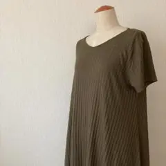 レディース チェニック ワンピース M ブラウン カーキ無地