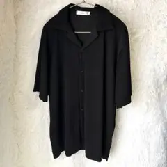 【JACOB'S 】☆美品☆ブラックシャツ プリーツリブ編みLサイズ半袖