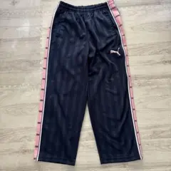 puma プーマ　ジャージ　サイドライン　ネイビー　ピンク　ウエストゴム