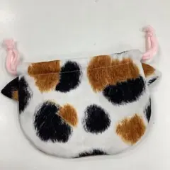 猫柄巾着袋　小型　カラフル内側　ハンドメイド
