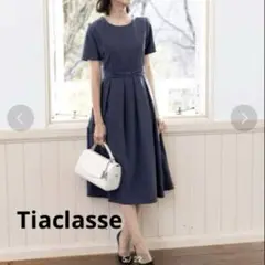 Tiaclasse 【洗える】スタイルアップも叶うリボンベルトワンピース