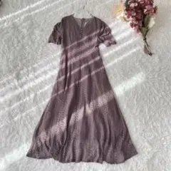 GRL パワショルVネックレースワンピース[k8479w] L パープル系