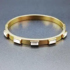 バングル ステンレス ジルコニア ゴールド メンズ レディース ブレスレット