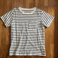 【クロッシー】半袖　ボーダー　キッズ　カットソー　黒×白　150