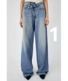 MOUSSY CROSS WAIST WIDE STRAIGHT ライトブルー