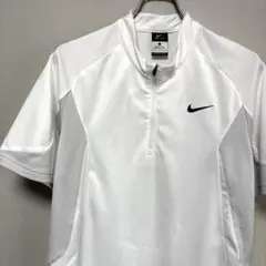 美品 ナイキ NIKE ハーフジップ Tシャツ モックネック ウェアー L 白