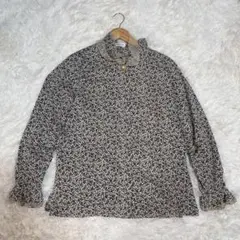 【MARAiS plus】（M）レディース　花柄　長袖シャツ　ブラック　ベージュ