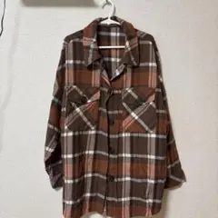 最終値下げ　ブラウン系チェック長袖シャツ
