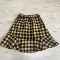 黒と黄色のチェック柄フリルスカート 100cm