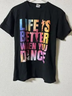 ダンスメッセージプリントTシャツ 黒