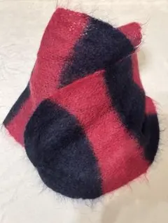 【未使用に近い】レトロな柄のマフラー モヘア　152㎝×23㎝