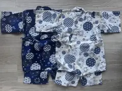 【2点セット】甚兵衛　男の子　120サイズ　紺色・白色　双子　年子