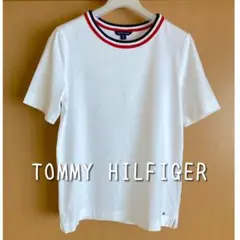 TOMMY HILFIGER ストライプカラークルーネックTシャツ　白　Sサイズ