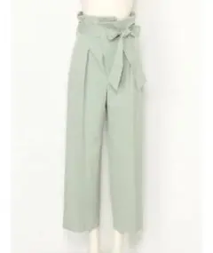 フレイアイディー　ハイウエストワイドパンツ　ウエストリボン　ミントグリーン　S