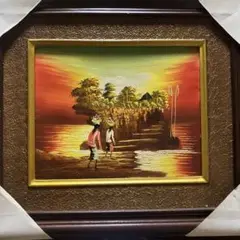 油絵　バリ島　夕方　風景画