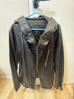 TÊTE HOMME フード付きレザー風ジャケット