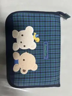母子手帳ケース クマ刺繍 チェック柄