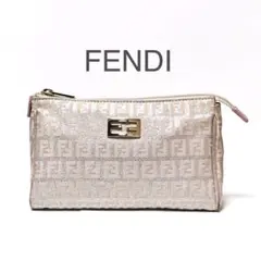 FENDI フェンディ ポーチ ピンクベージュ×シルバーラメ