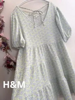 最終お値下げ価格❣️エイチアンドエム　花柄ティアードチュニック　パステルカラー