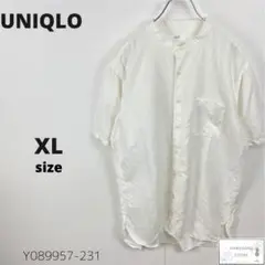 訳あり UNIQLO リネンコットンスタンドカラーシャツm半袖 XL