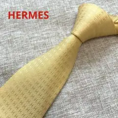 HERMES エルメス ゴールド H 総柄 高級シルクネクタイ