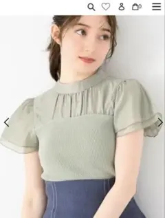 MISCH MASCH フレア袖 ビスチェ ニット グリーン