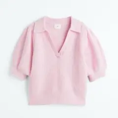 【H&M】リブニットトップス　ピンク