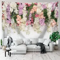 タペストリー 壁飾り 壁掛け装飾布 背景 棚からいっぱいの花 150ｘ130cm