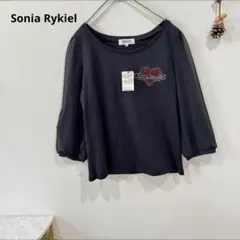 Sonia Rykiel カットソー トップス　綿100% ハート　刺繍 黒